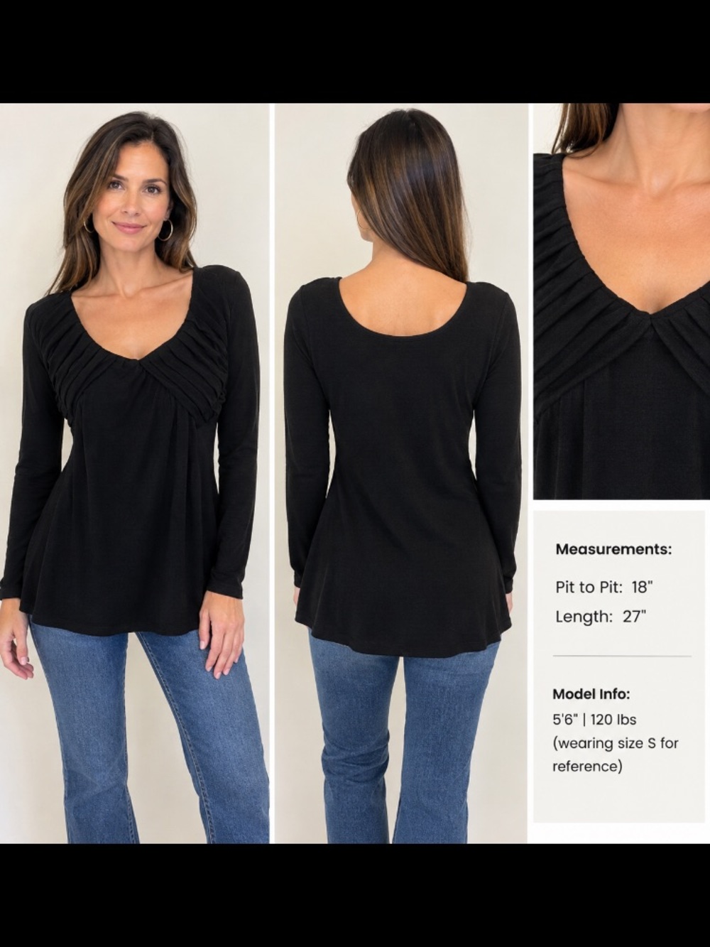 Black long sleeve ruched feminine Y2k top